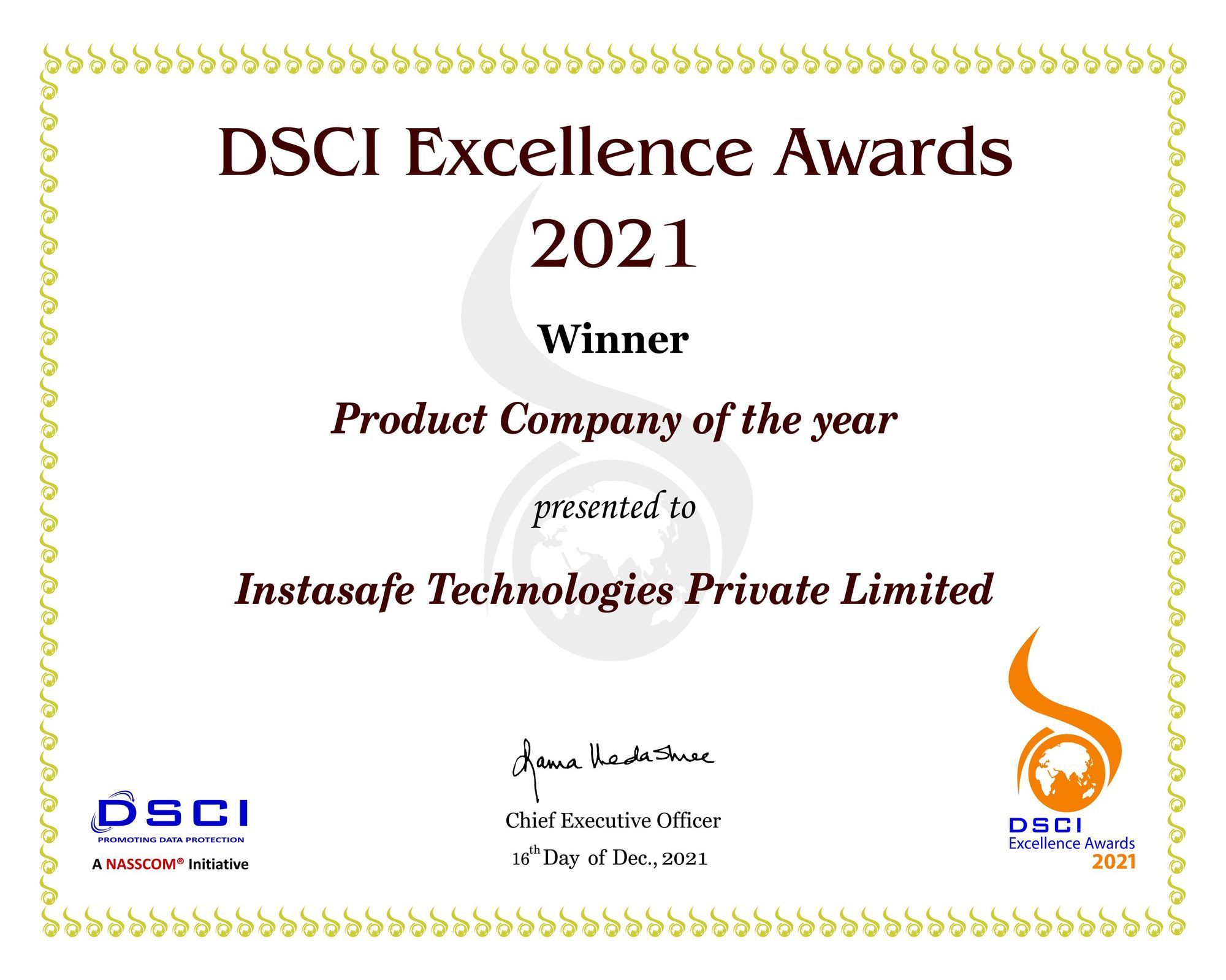 InstaSafe - one of the best zero trust companies wins "Product Company of the Year" in the field of cybersecurity