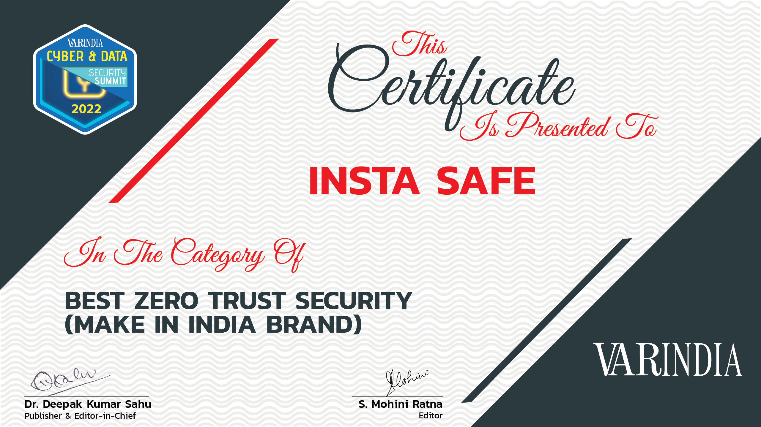 VARINDIA recognize Instasafe as Best Zero Trust Security Brand