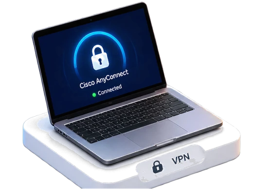 A laptop running a VPN client